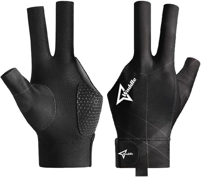 Wnddle Pool Glove Left Hand, Billiard Pool Gloves for Left Hand 3 Finger, Snooker Cue Sport Glove Popular Sizes for Men & Women - Image 1